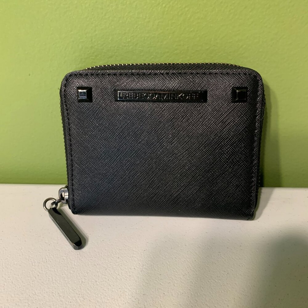 Rebecca Minkoff Black zip around compact wallet EUC